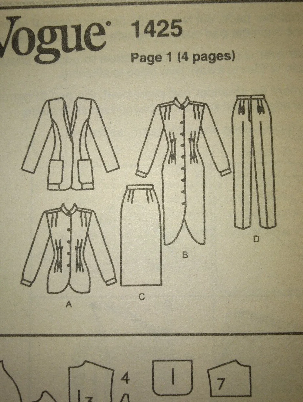 VOGUE 1425 Sz 12-14-16 Career Wardrobe EASY Jacket Dress Top Skirt Pants EASY